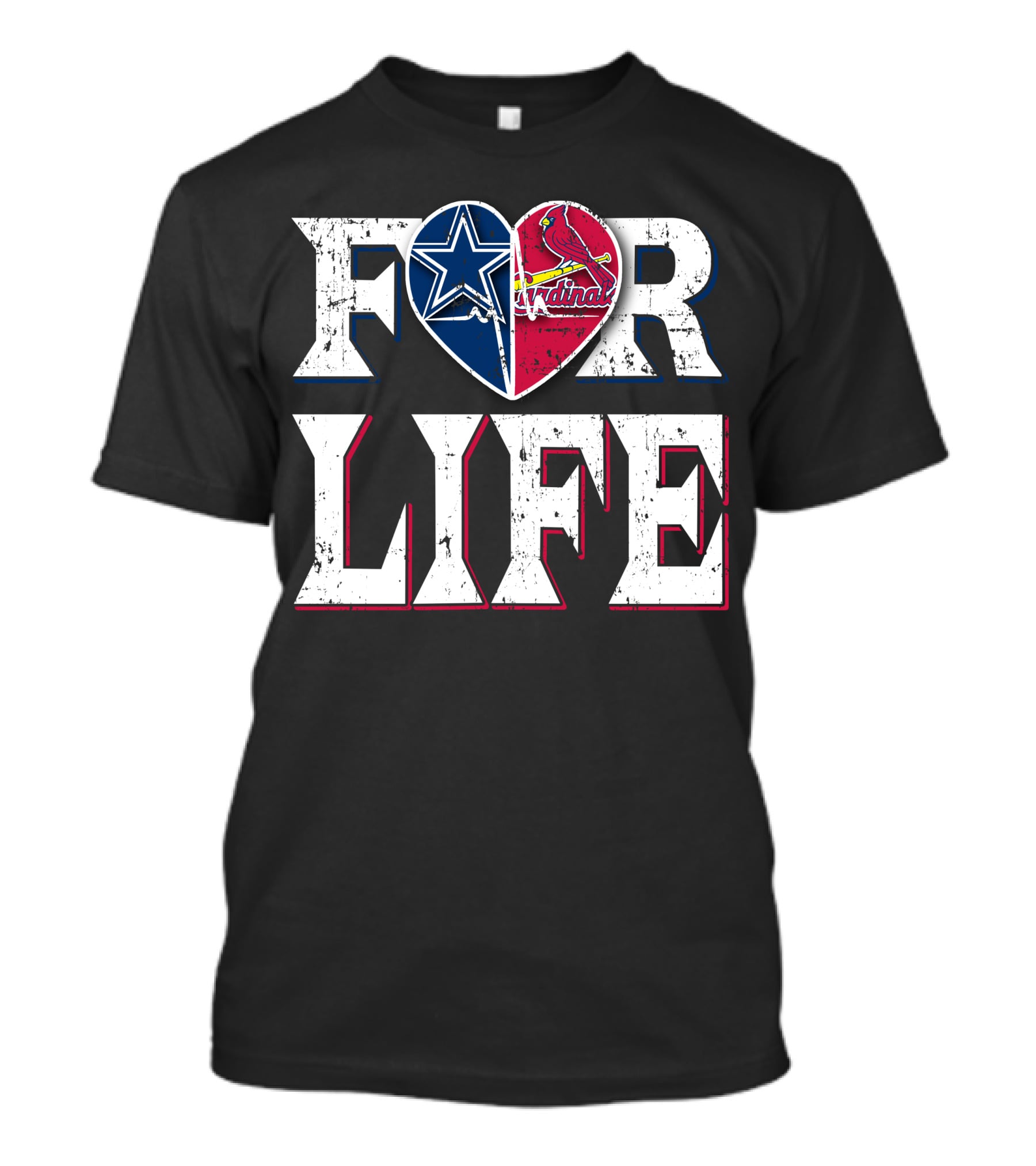 For Life Dallas Cowboys Arizona Cardinals Heart T-Shirt