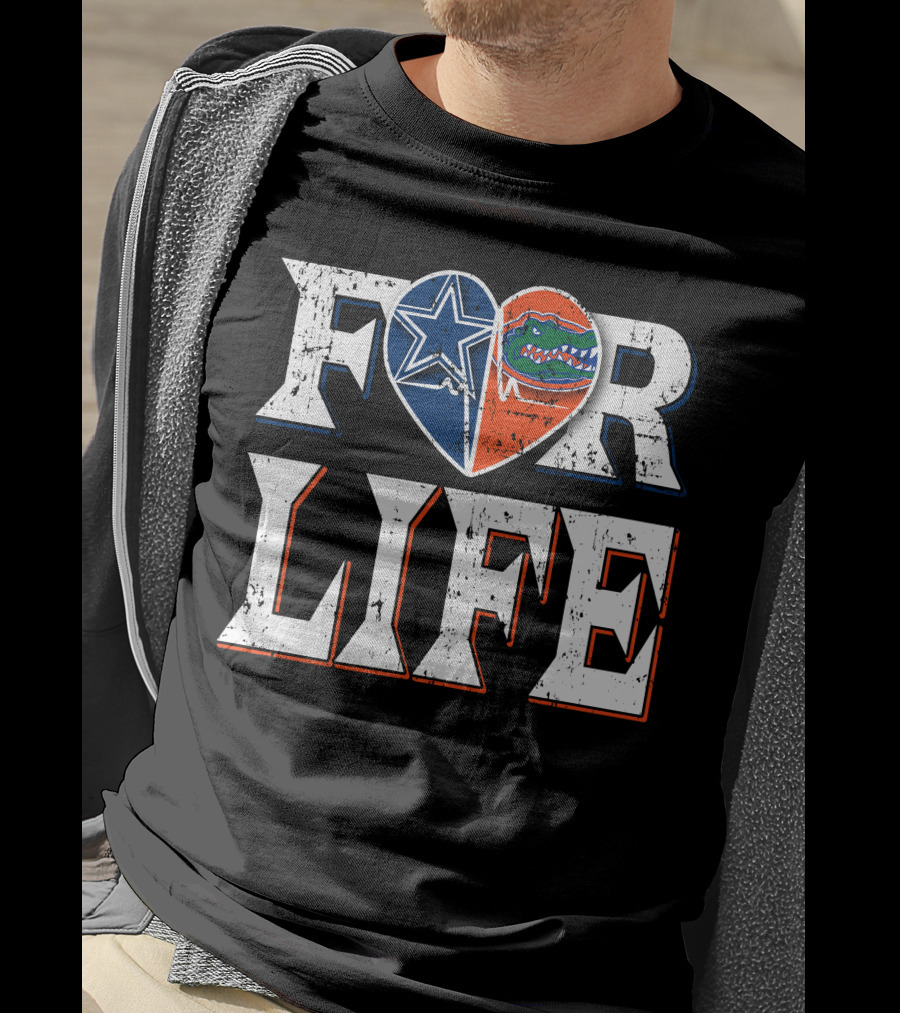 For Life Cowboys Gators Heart T-Shirt