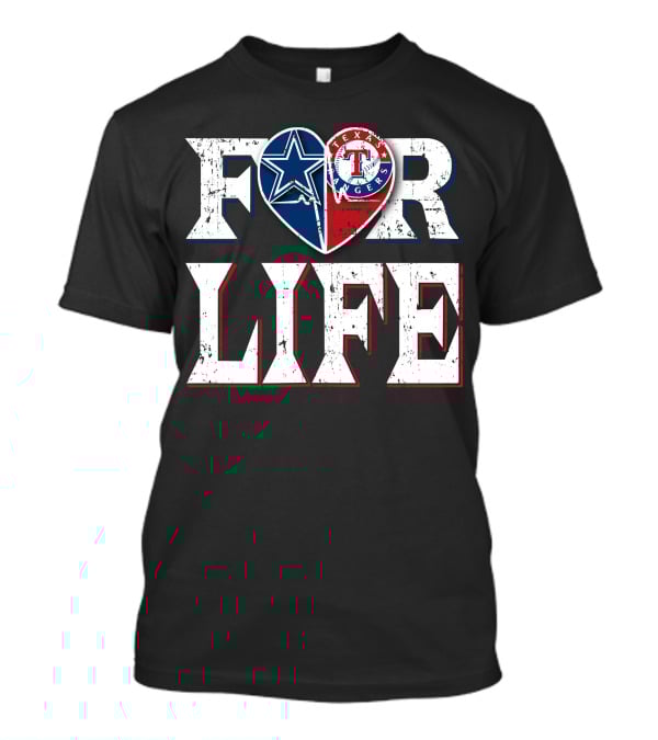 Dallas Cowboys Texas Rangers Heart For Life T-Shirt