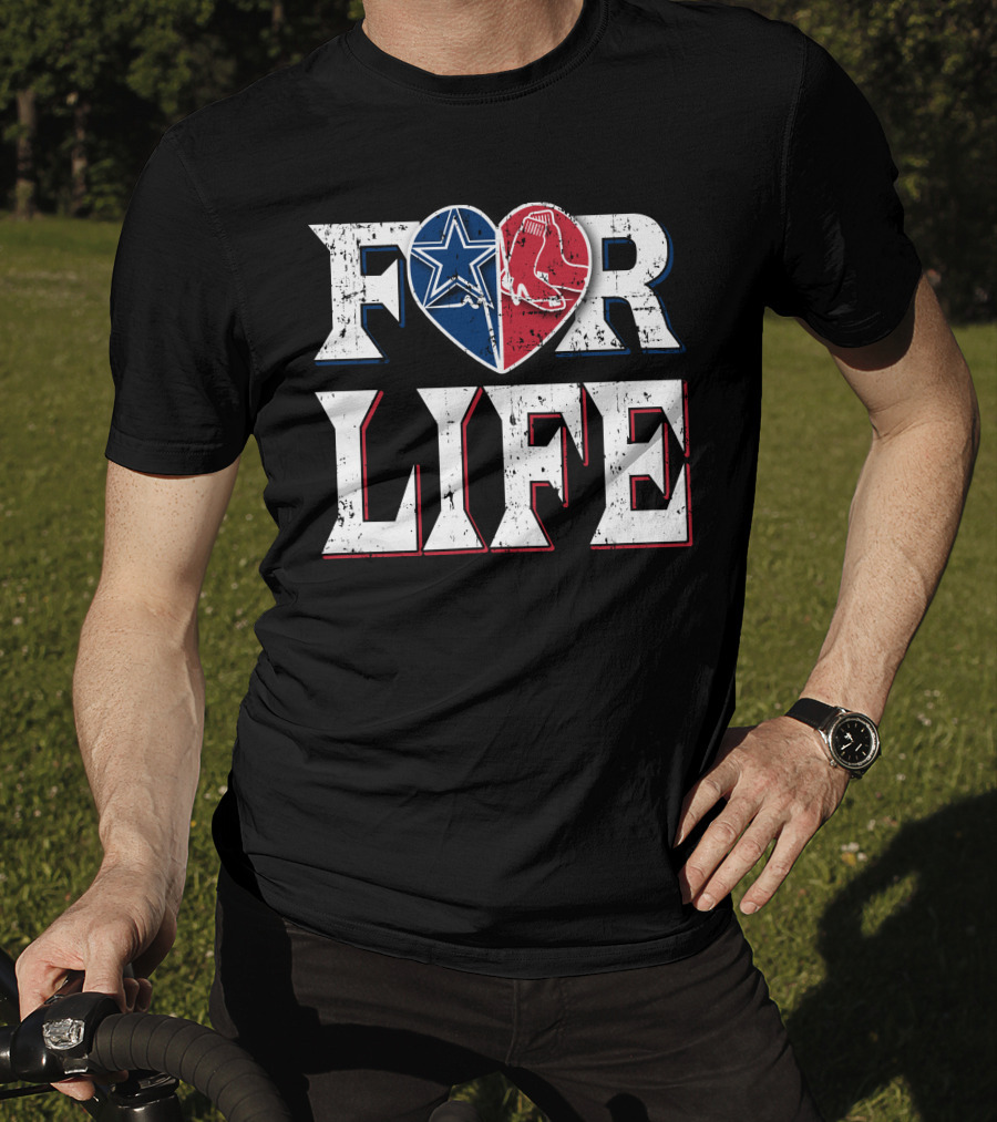 For Life Cowboys Red Sox Heart T-Shirt
