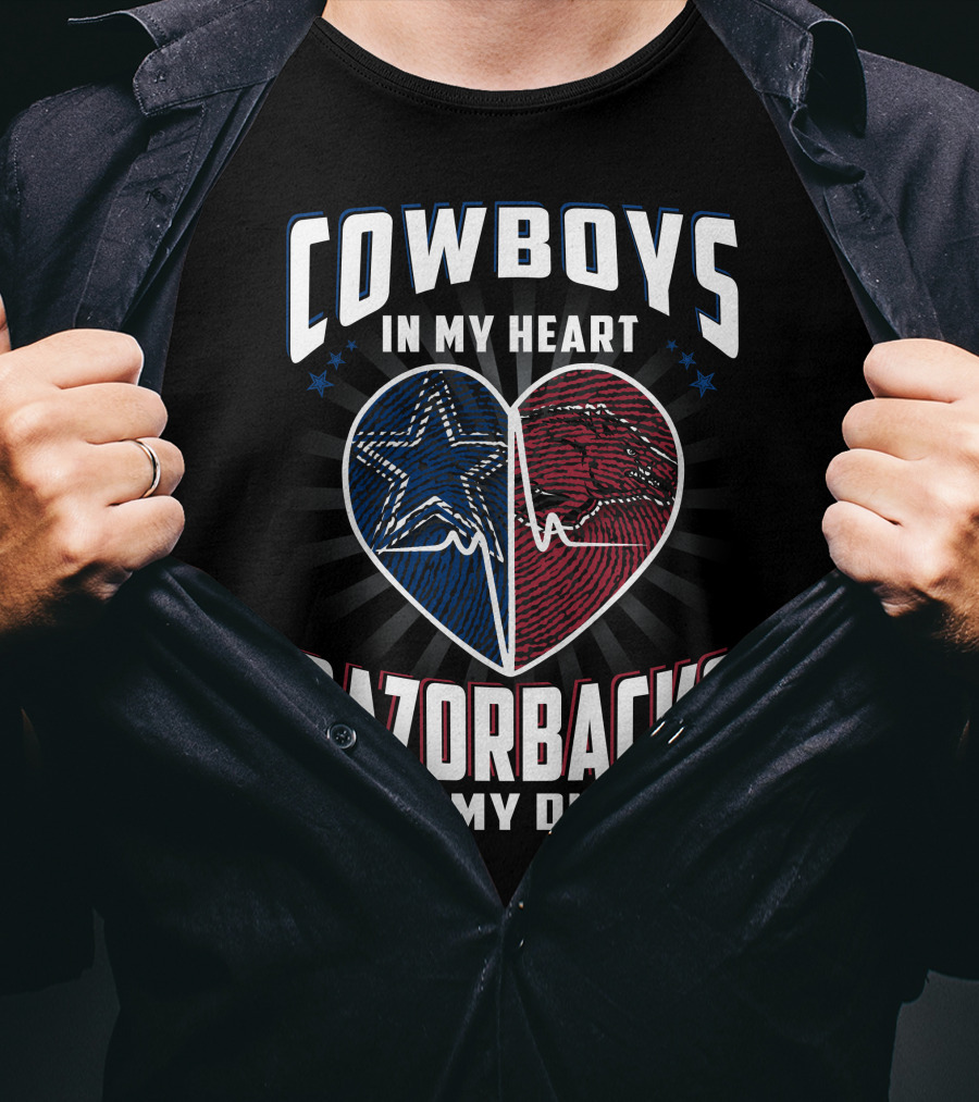 Cowboys IN My Heart Razorbacks IN My Dna T-Shirt