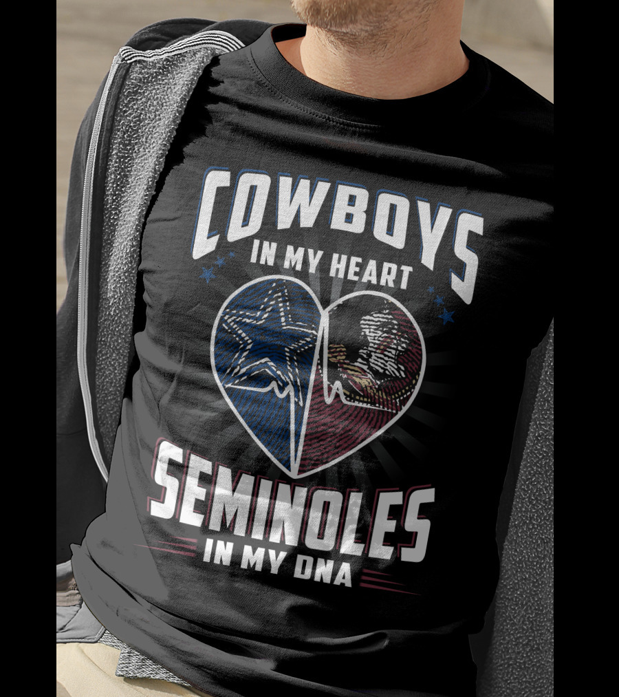 Cowboys IN My Heart Seminoles IN My Dna T-Shirt