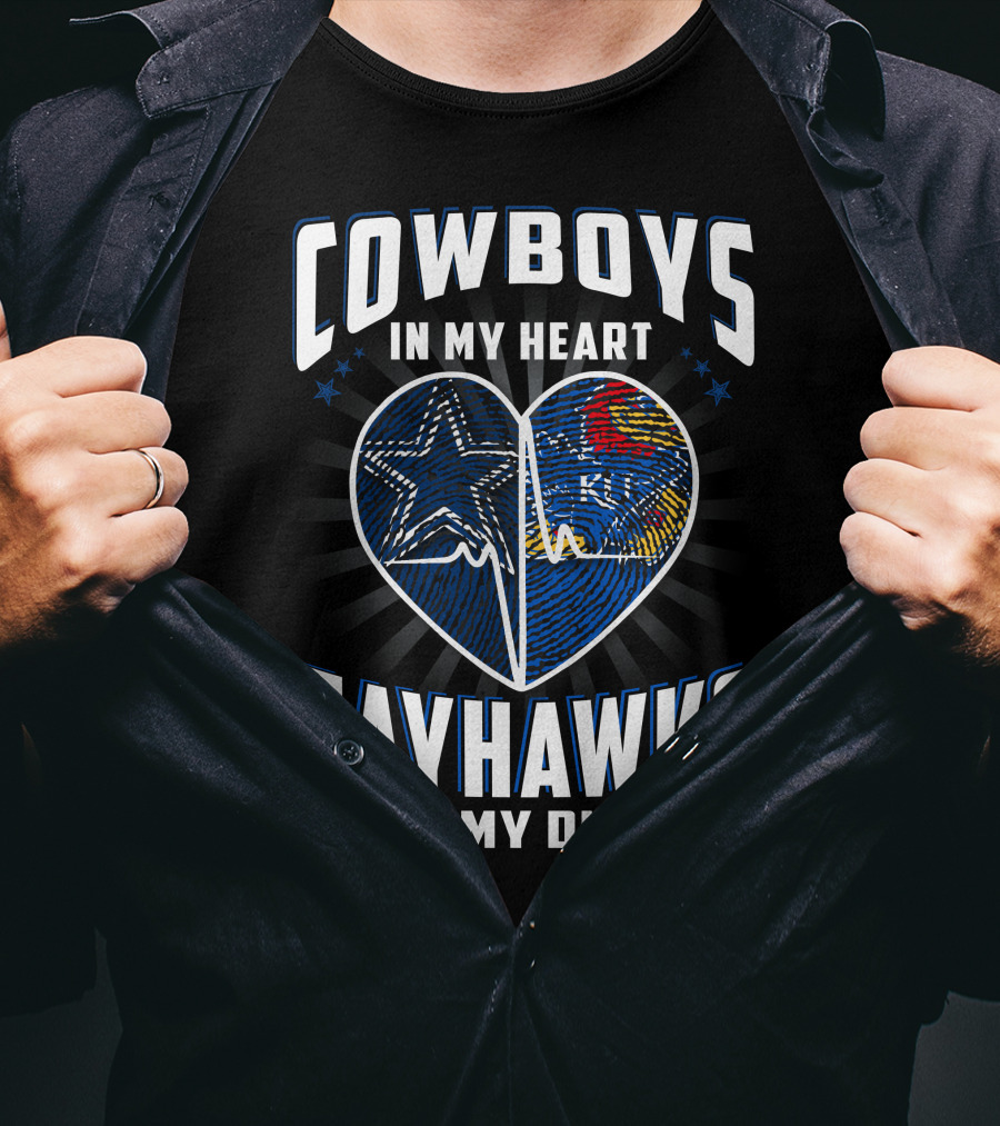 Cowboys IN My Heart Jayhawks IN My Dna T-Shirt