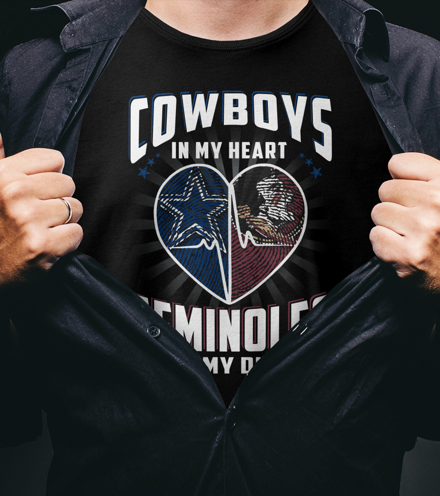 Cowboys In My Heart Seminoles In My Dna T-Shirt