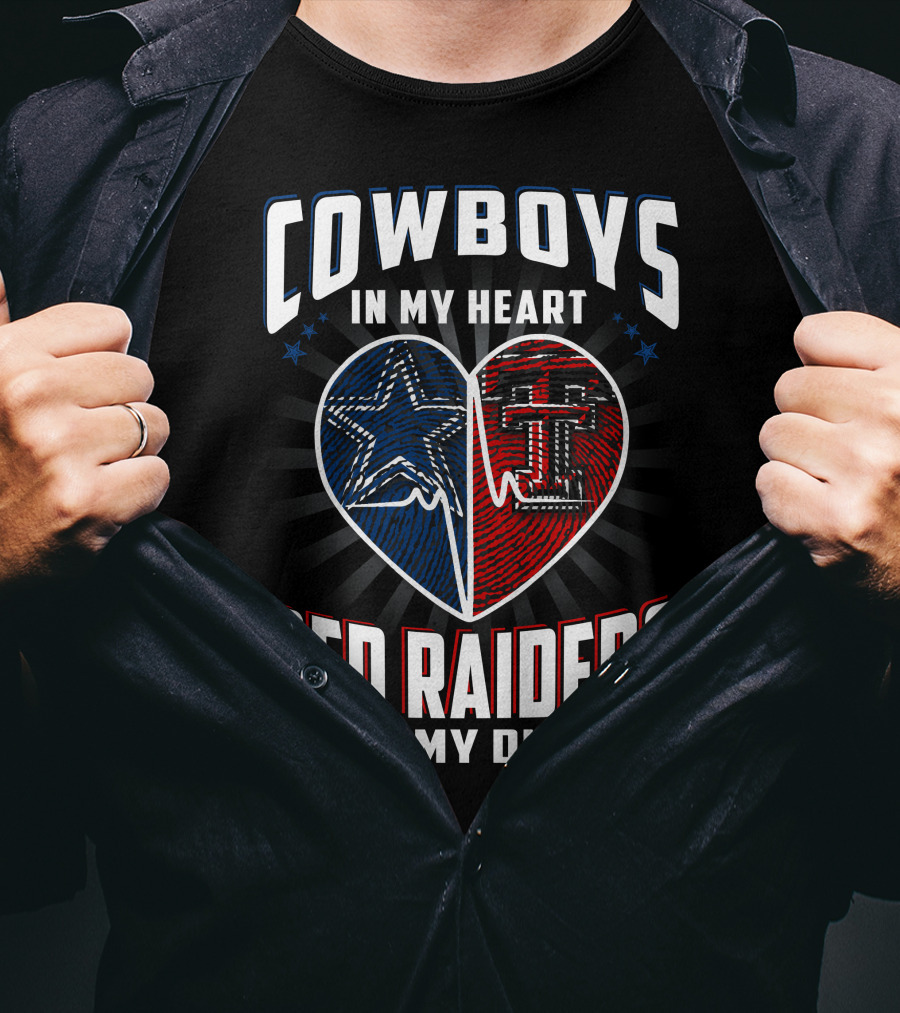 Cowboys In My Heart Red Raiders In My Dna T-Shirt
