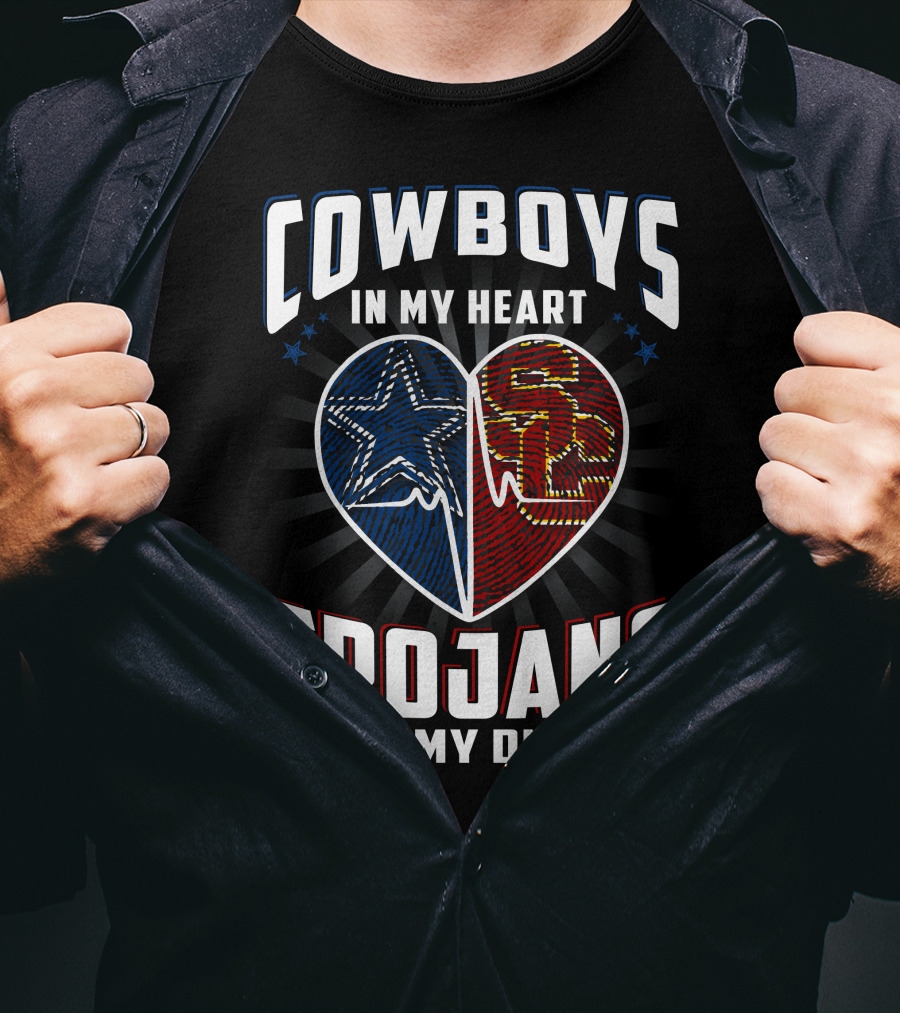 Cowboys In My Heart Trojans In My Dna T-Shirt