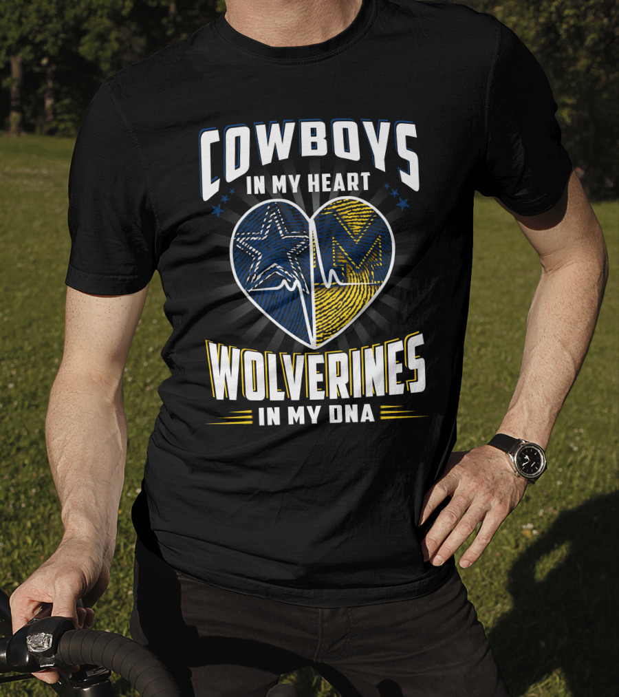 Cowboys In My Heart Wolverines In My Dna T-Shirt