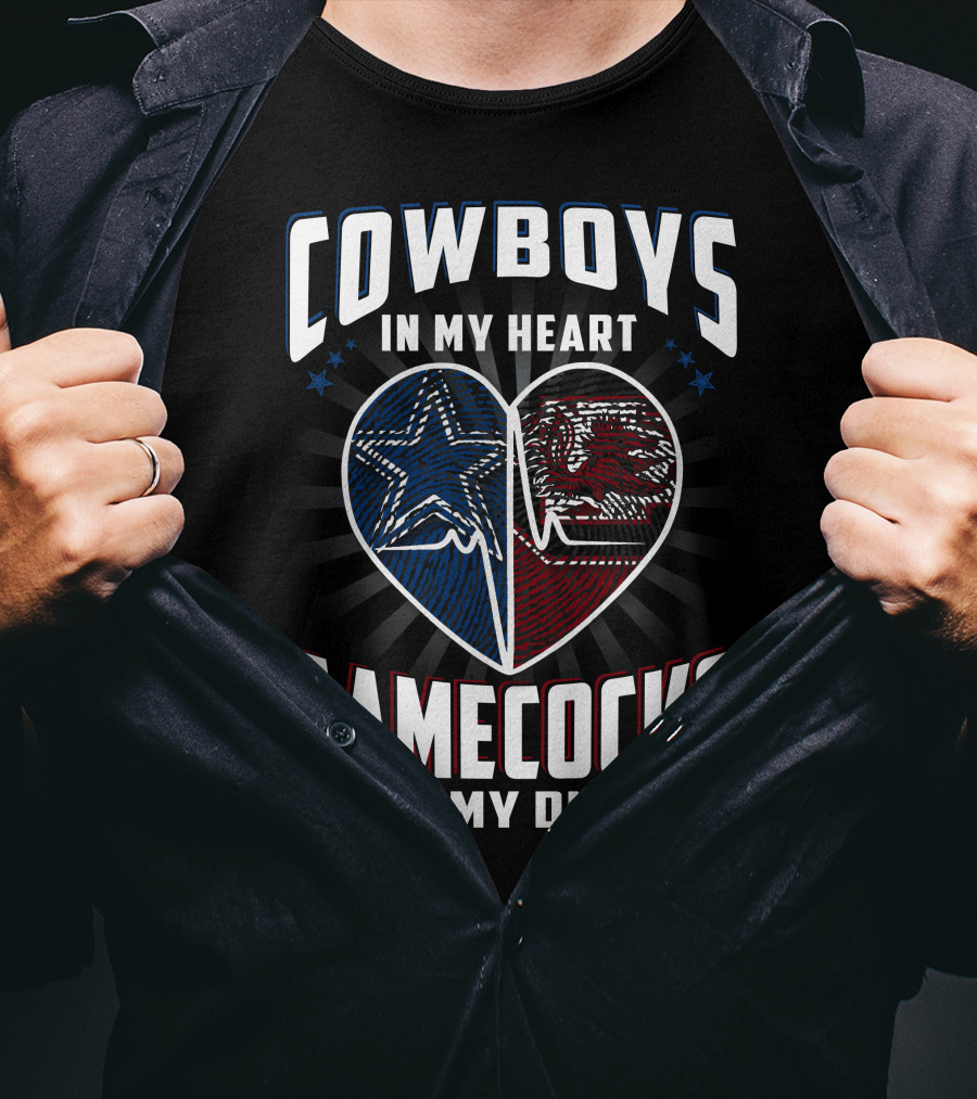Cowboys IN My Heart Gamecocks IN My Dna T-Shirt