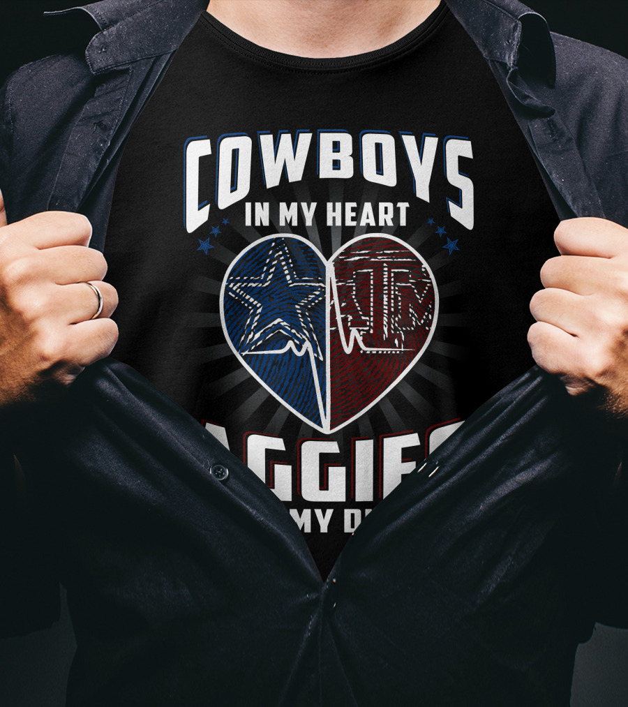 Cowboys IN My Heart Aggies IN My Dna T-Shirt