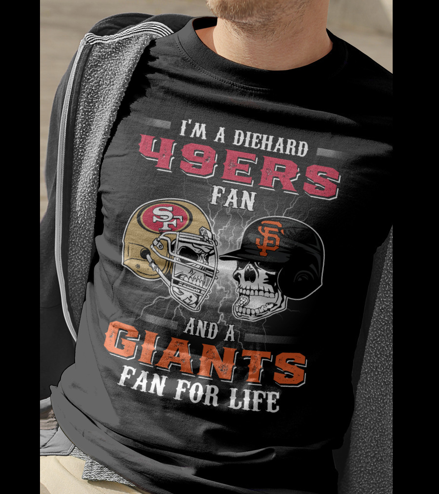 49ers Fan And A Giants Fan San Francisco Football And Baseball Helmets T-Shirt