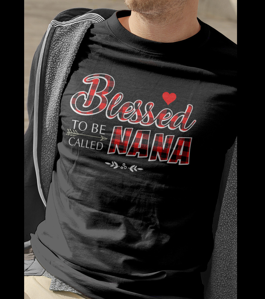 Blessed To Be Called Nana Buffalo Plaid Heart T-Shirt