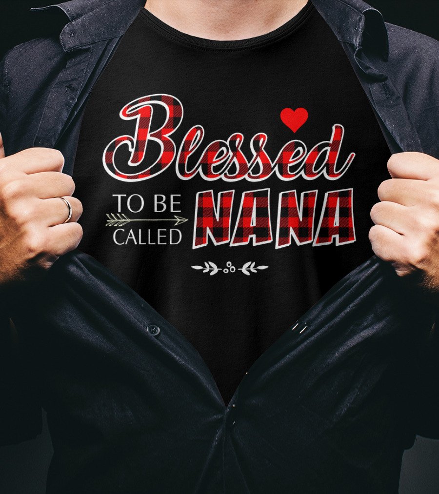 Blessed To Be Called Nana Buffalo Plaid Heart T-Shirt