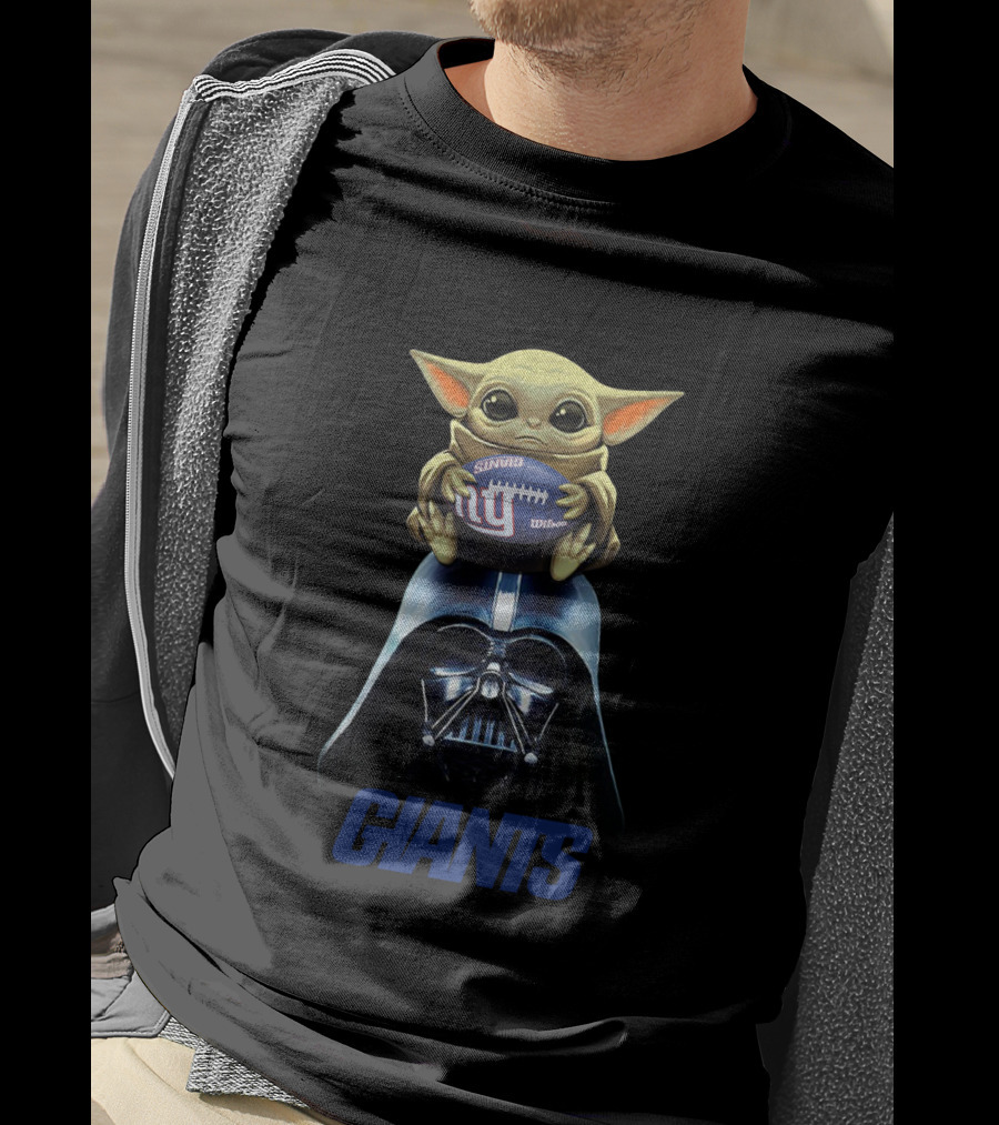 Baby Yoda Giants Football Darth Vader Crossover Nyg Nfl T-Shirt