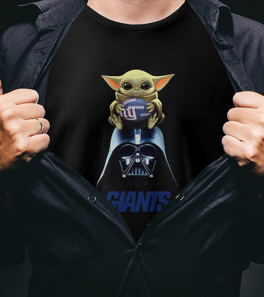 Baby Yoda Giants Football Darth Vader Crossover Nyg Nfl T-Shirt