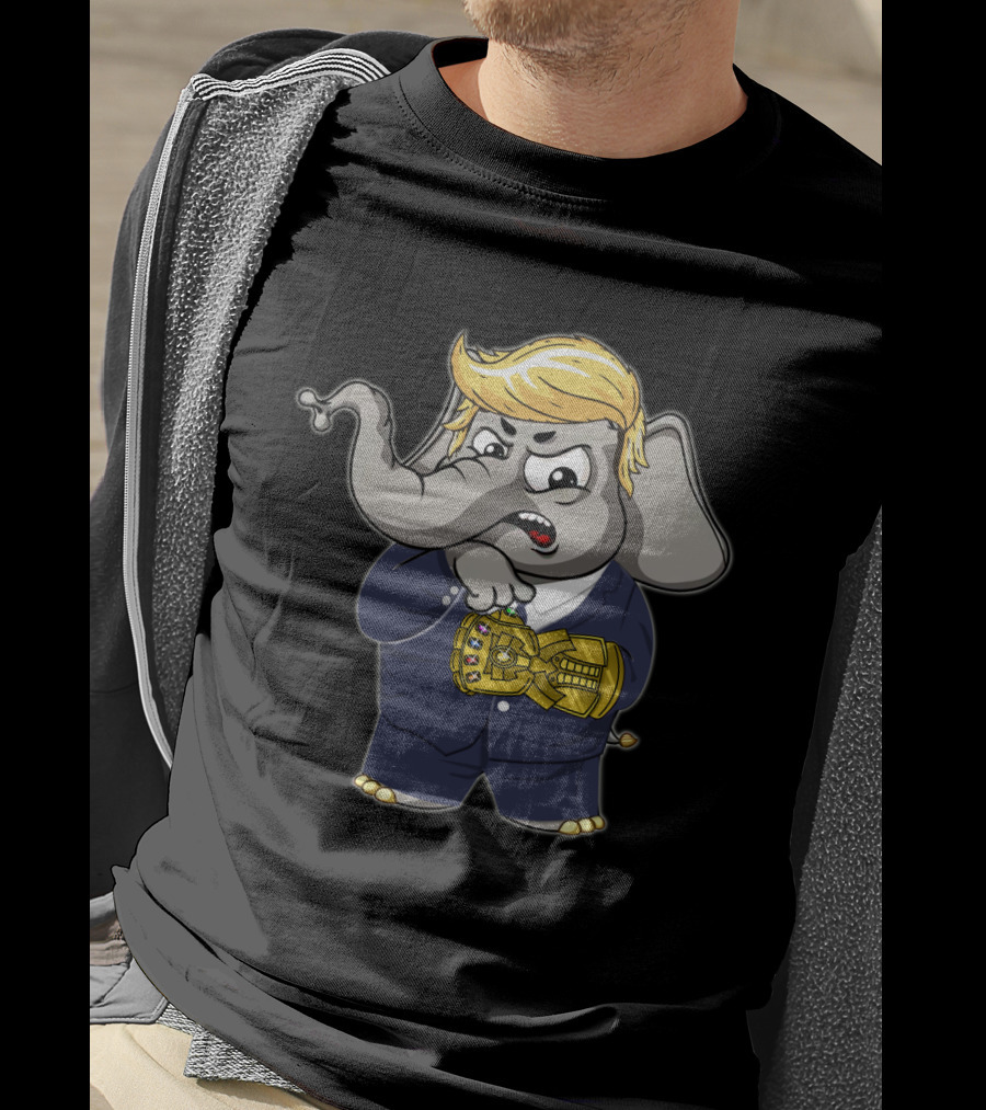 El Elephant Suit Blonde Hair Infinity Gauntlet T-Shirt