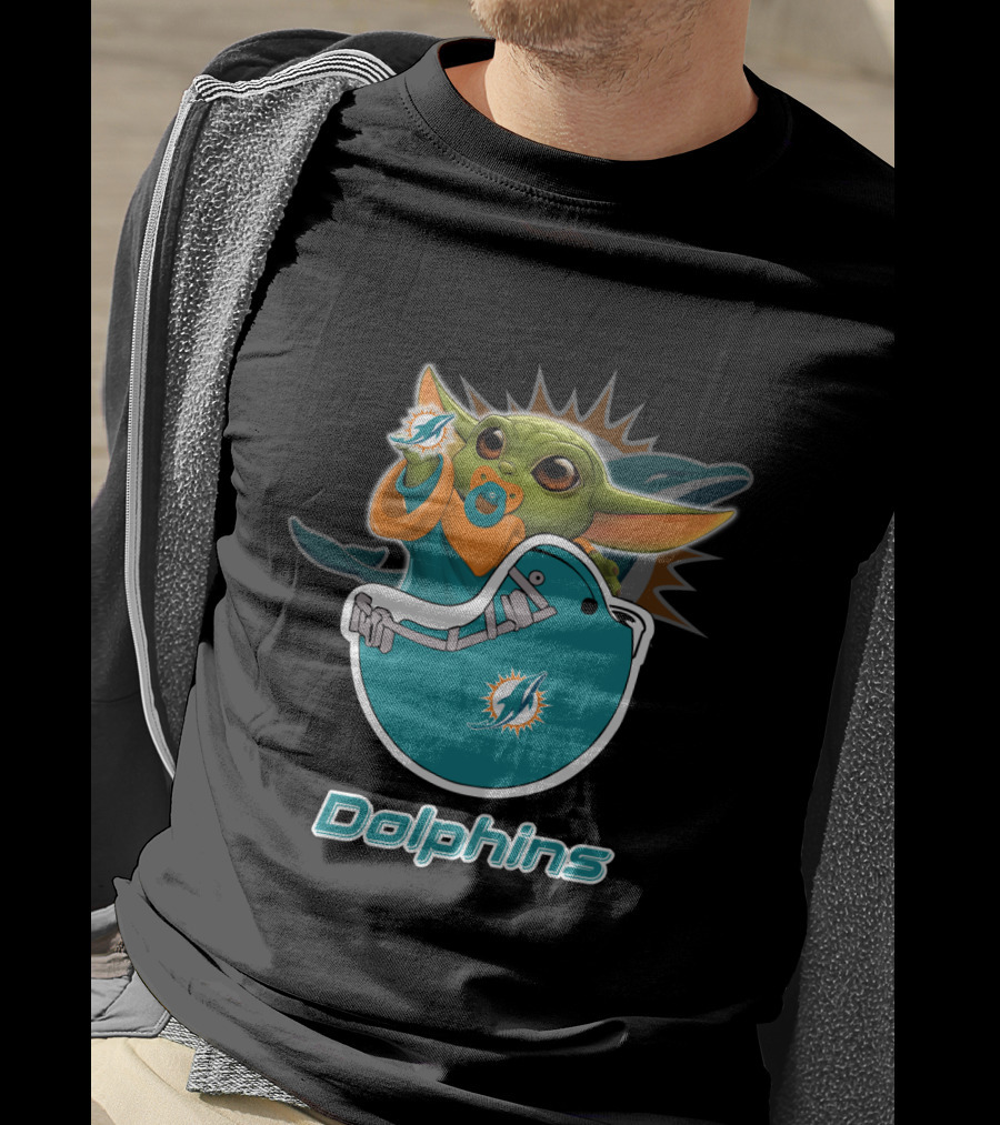 Dolphins Baby Creature Holding Dolphins Logo Nfl Md T-Shirt