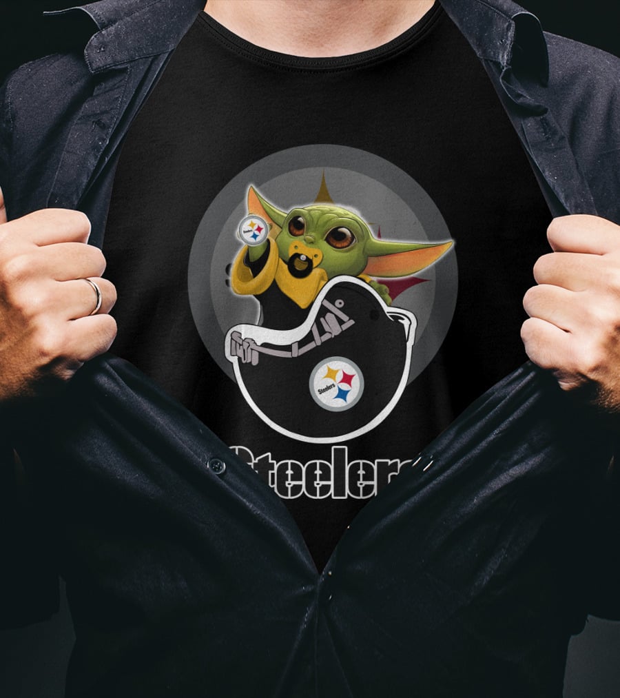 Steelers Yoda Holding Football Helmets Nfl Mix T-Shirt