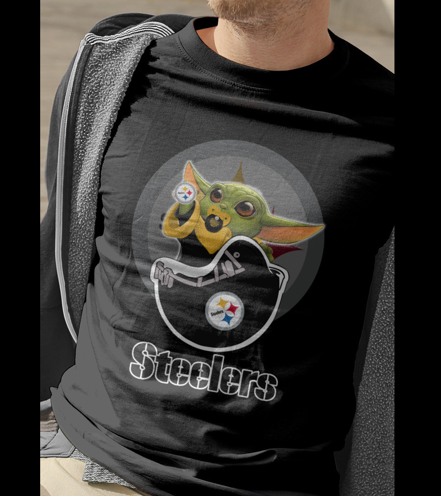 Pittsburgh Steelers Baby Yoda Football T-Shirt