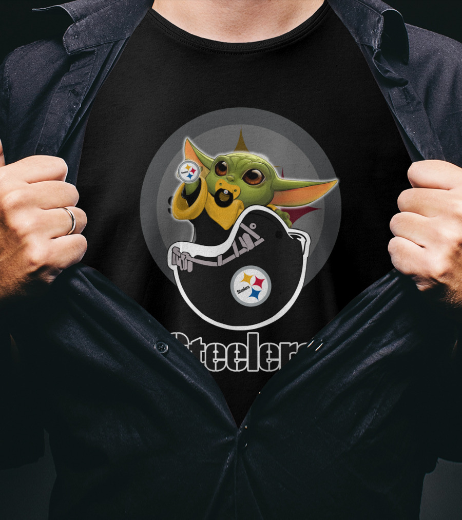 Pittsburgh Steelers Baby Yoda Football T-Shirt