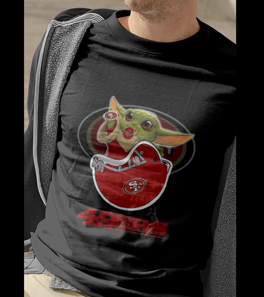 Sf49ers Yoda 49ers Helmet Baby Yoda Football T-Shirt