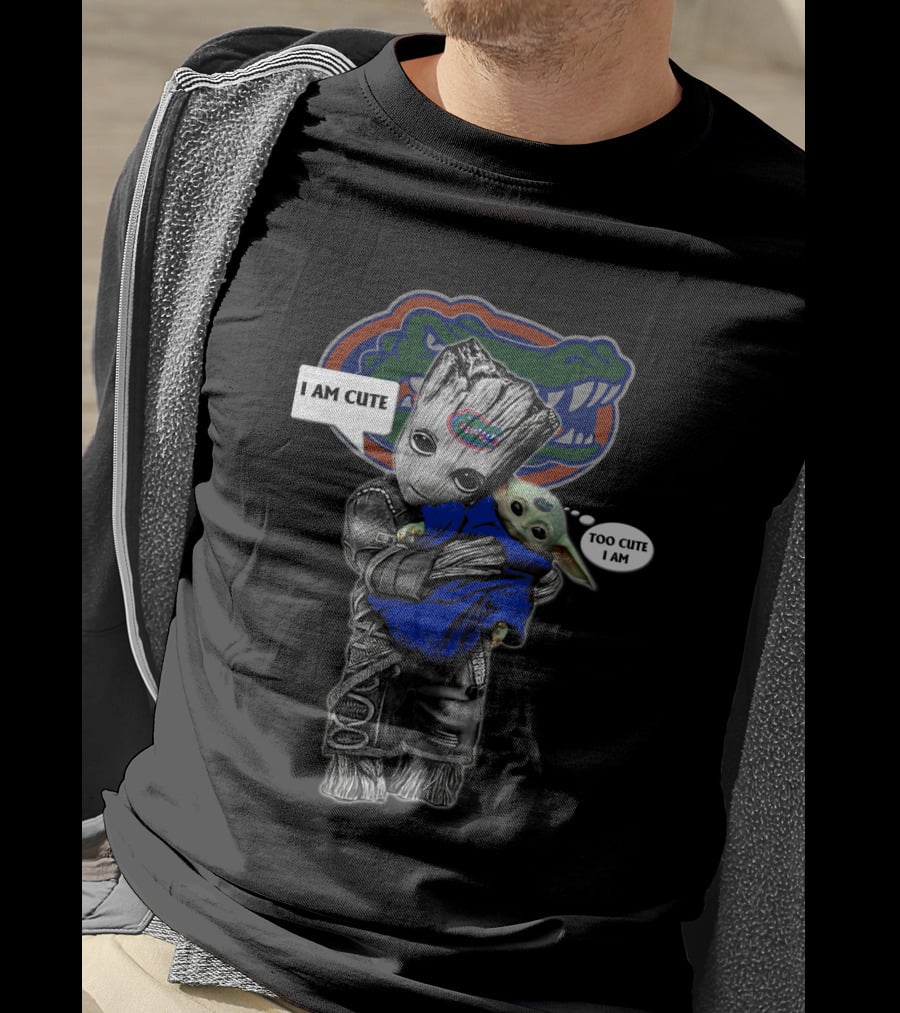 Groot And Baby Yoda Florida Gators I Am Cute Too Cute I Am T-Shirt
