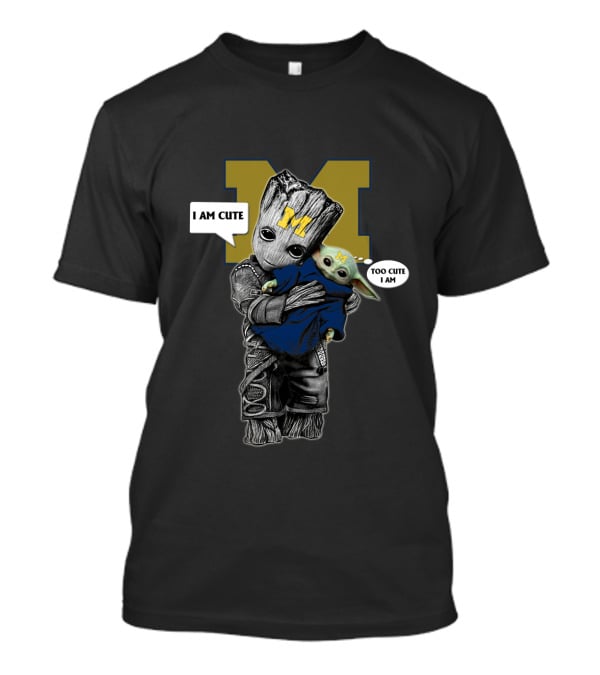 MW 010 NCAA YodaST Cute Groot Baby Yoda Michigan T-Shirt