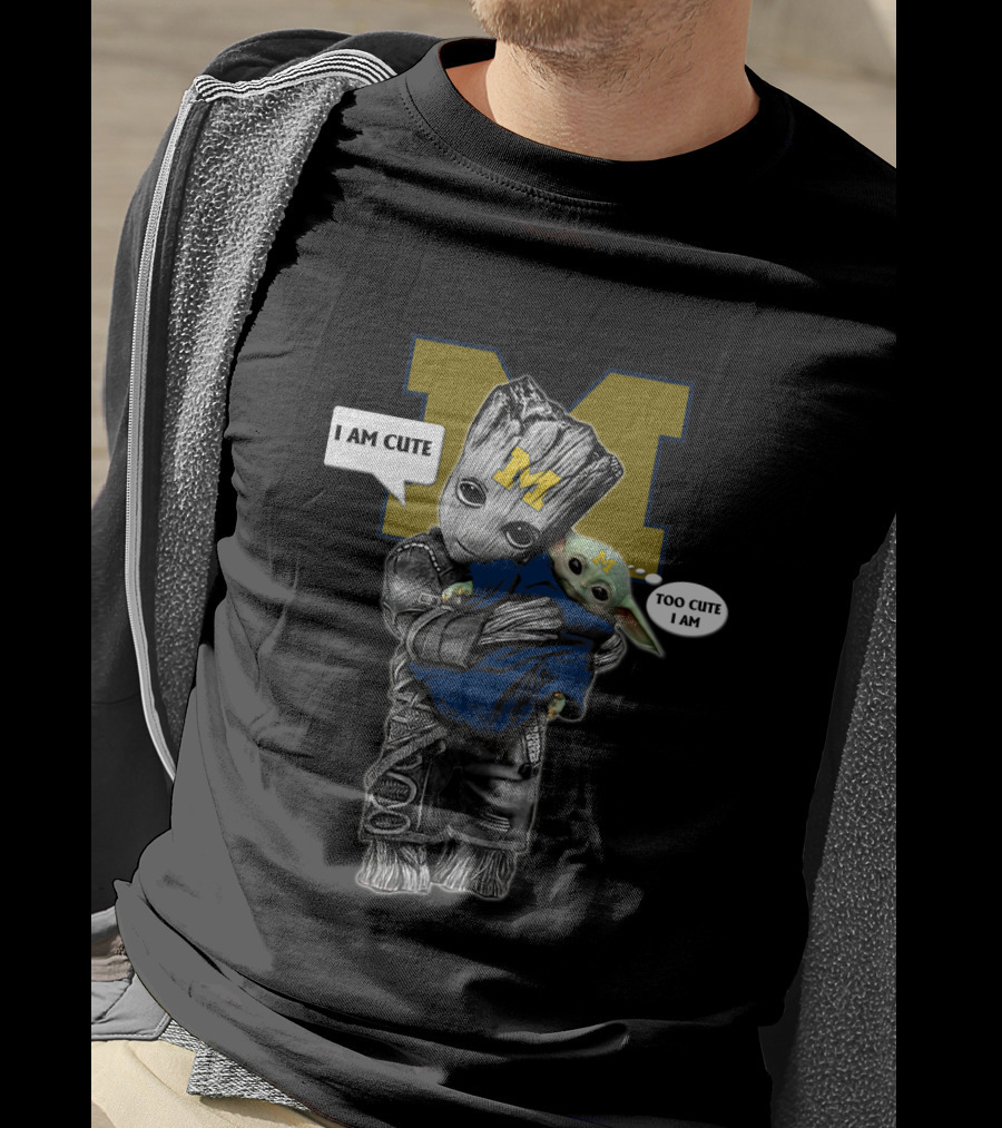 MW 010 NCAA YodaST Cute Groot Baby Yoda Michigan T-Shirt