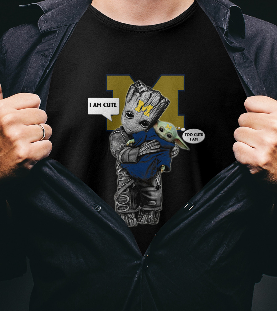 MW 010 NCAA YodaST Cute Groot Baby Yoda Michigan T-Shirt