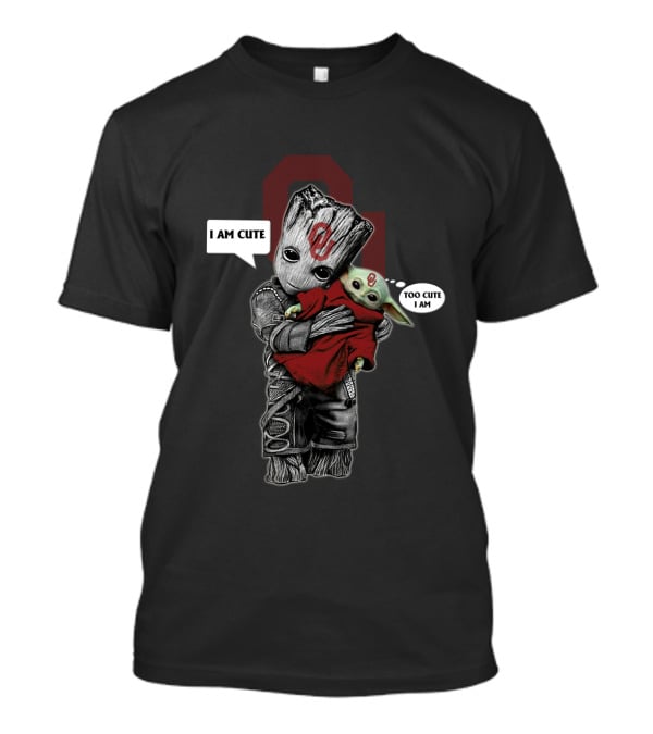 OU Baby Groot And Yoda I Am Cute Too Cute I Am NCAA T-Shirt