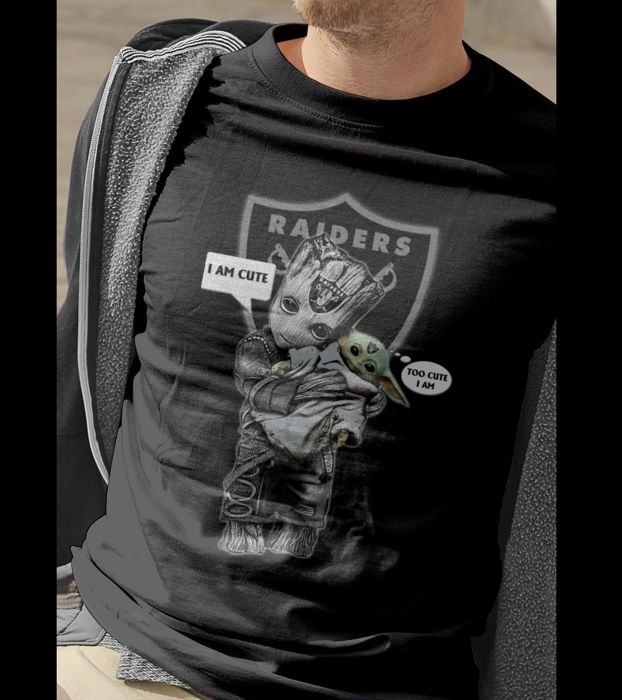 RAIDERS I AM CUTE TOO CUTE Yoda Groot NFL T-Shirt