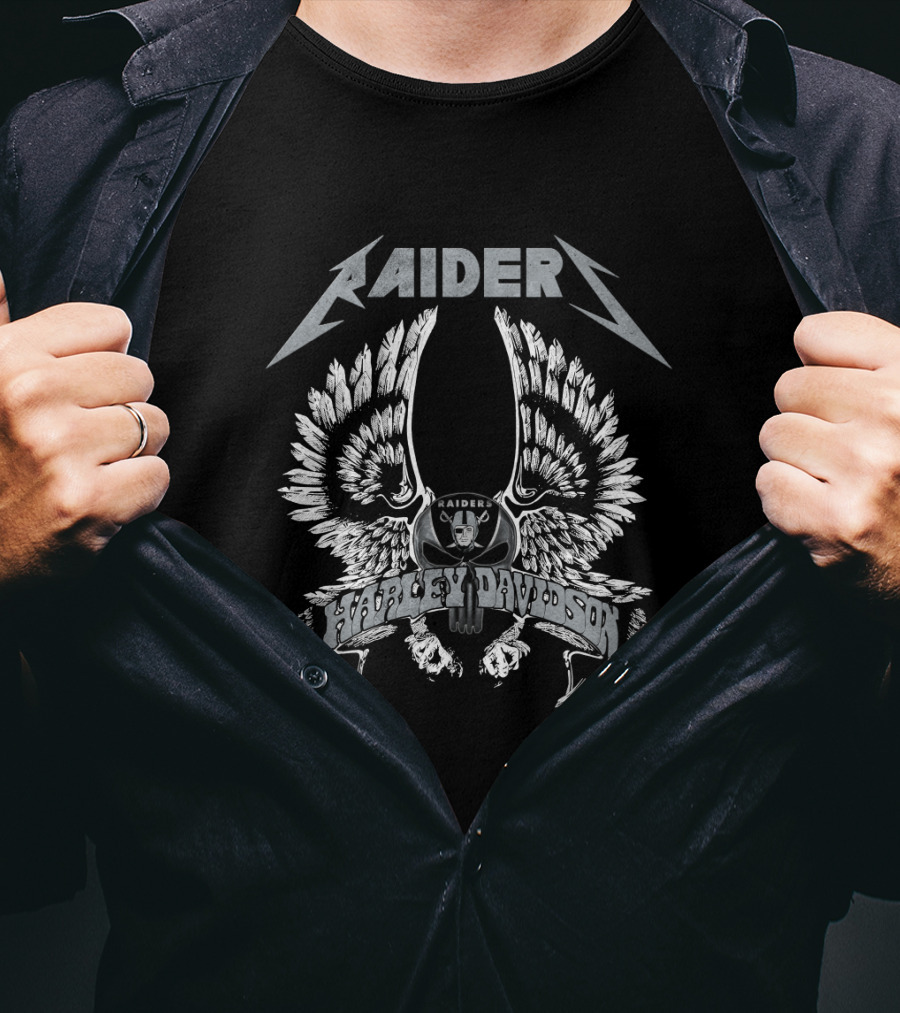 Raiders Harley Davidson Nfl Collaboration Winged T-Shirt