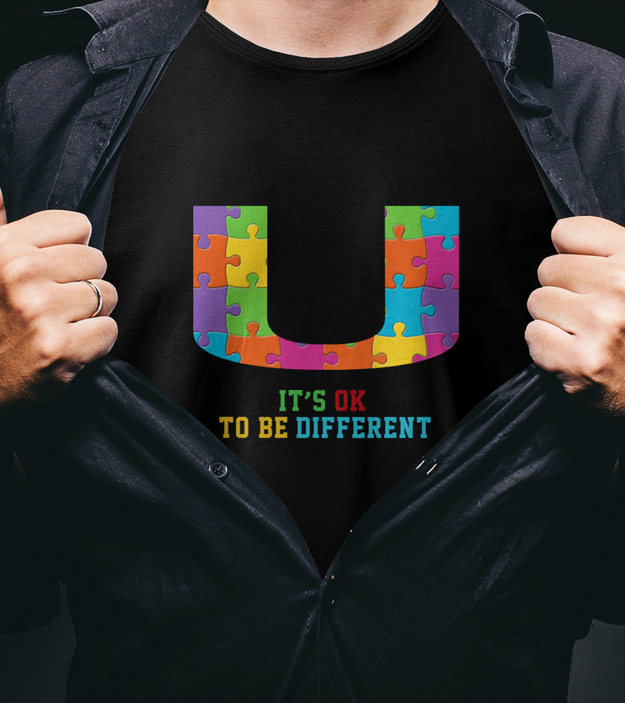 U It's Ok To Be Different Puzzle Pieces T-Shirt