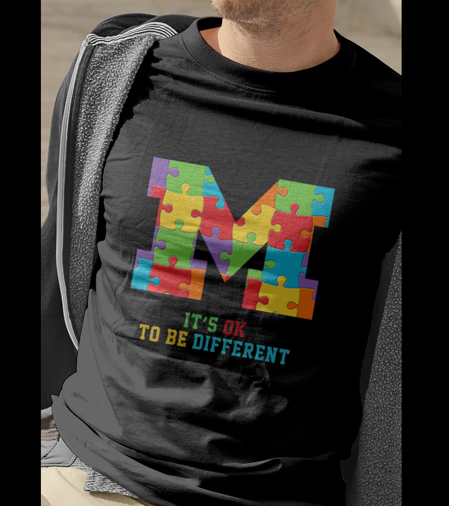 M It's Ok To Be Different Puzzle T-Shirt