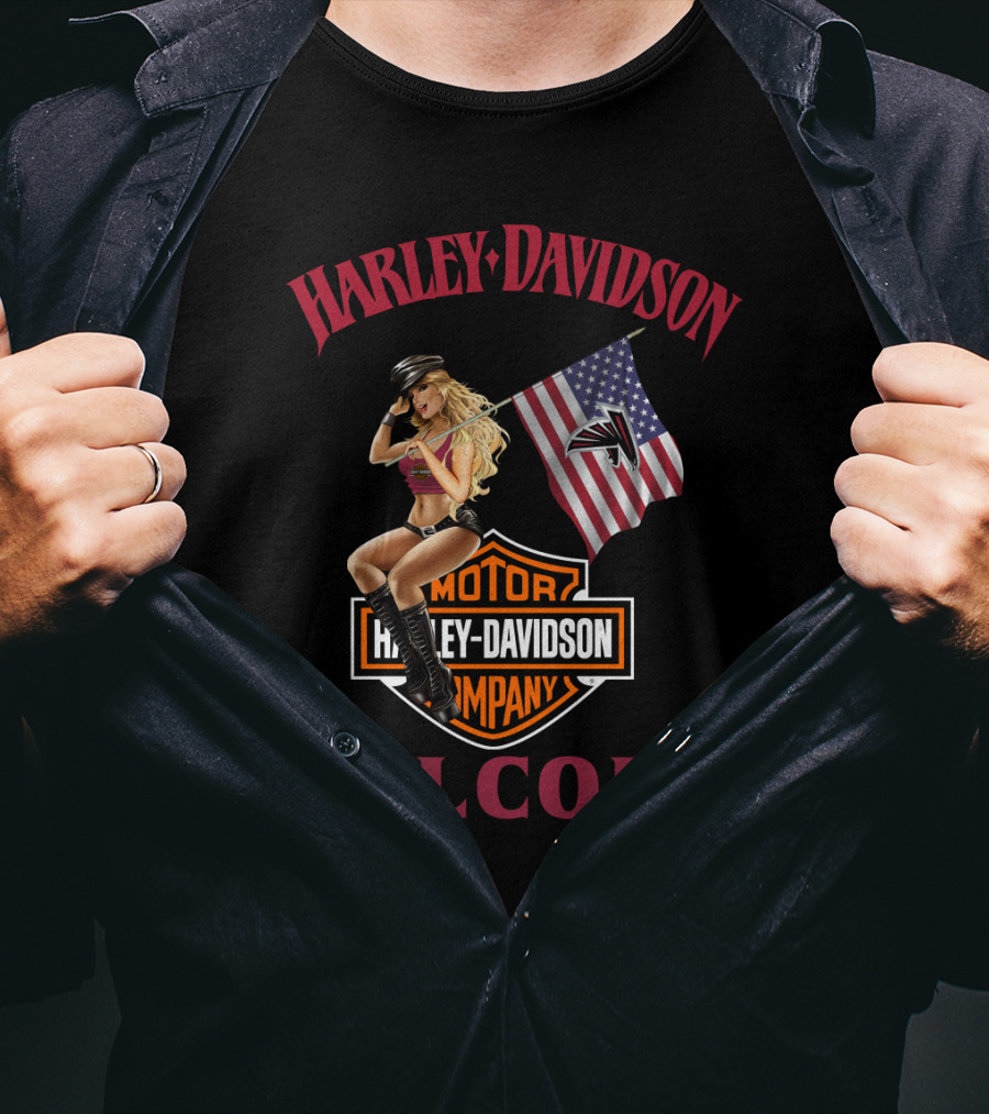 Harley Davidson Falcons Nflaf 18 American Flag T-Shirt