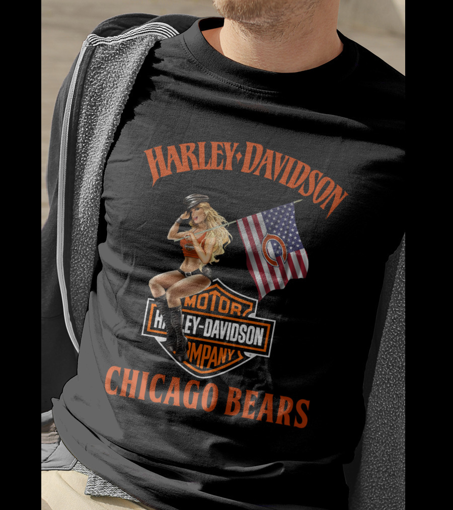 Harley Davidson Chicago Bears Nfl Collaboration T-Shirt