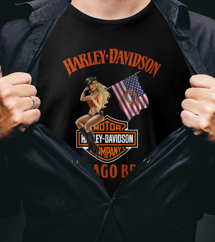Harley Davidson Chicago Bears Nfl Collaboration T-Shirt