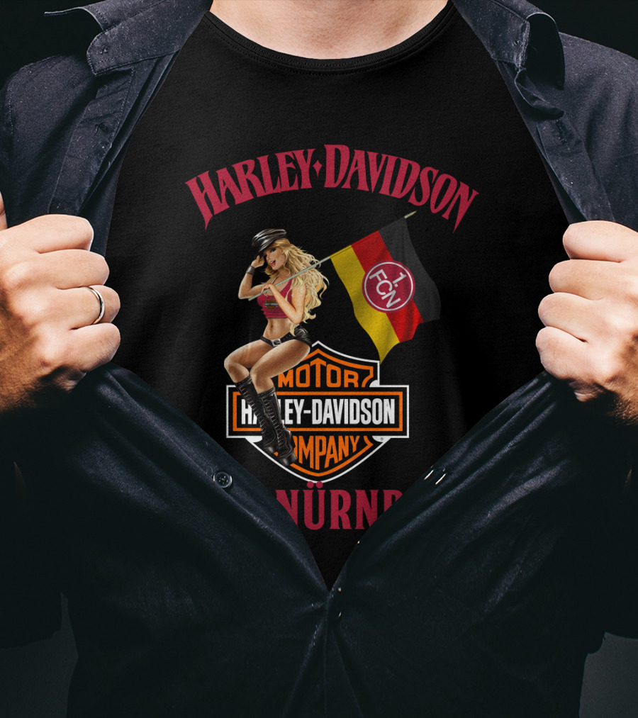 Harley Davidson 1. Fc Nürnberg Flag Motor Cycles Girl T-Shirt