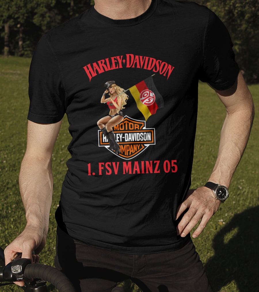 Harley Davidson 1. Fsv Mainz 05 Bundesliga Flag Girl T-Shirt