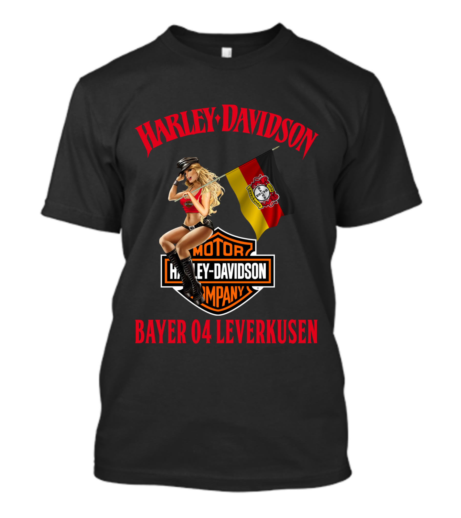 Harley Davidson Bayer 04 Leverkusen Motor Company Flag T-Shirt
