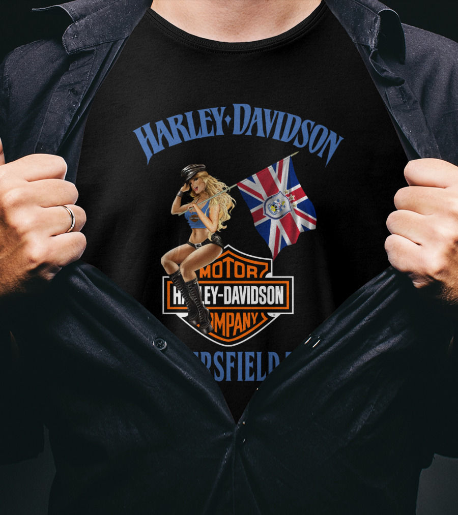 Harley Davidson Huddersfield Town Flag And Motor Company T-Shirt
