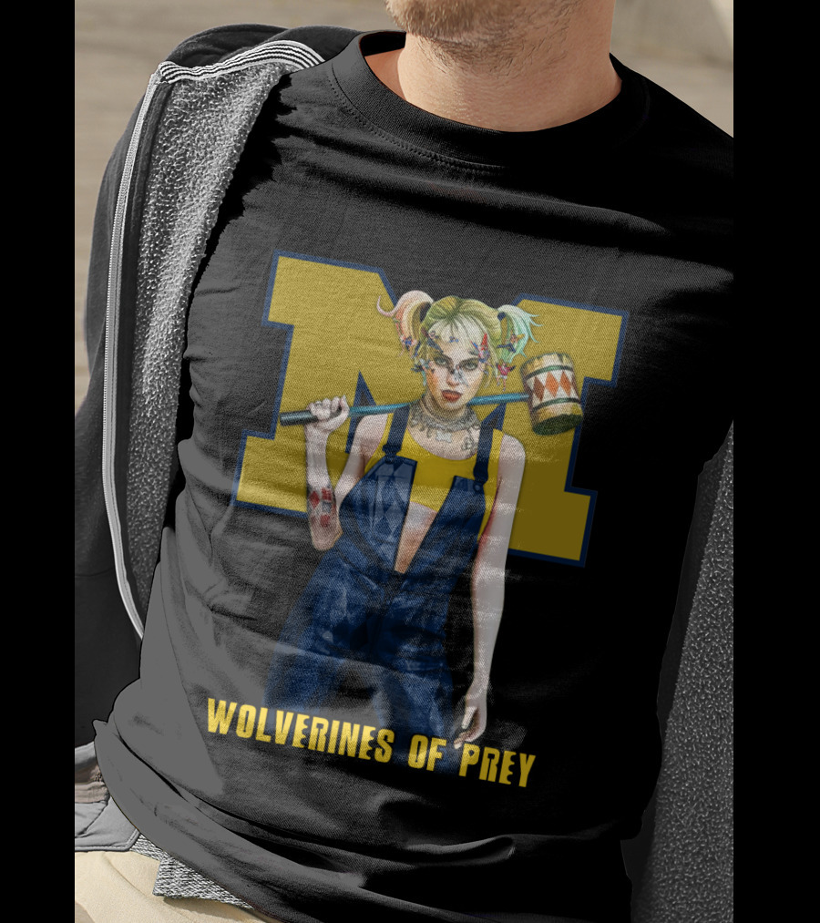 Wolverines Of Prey M Logo Harley Quinn Style T-Shirt