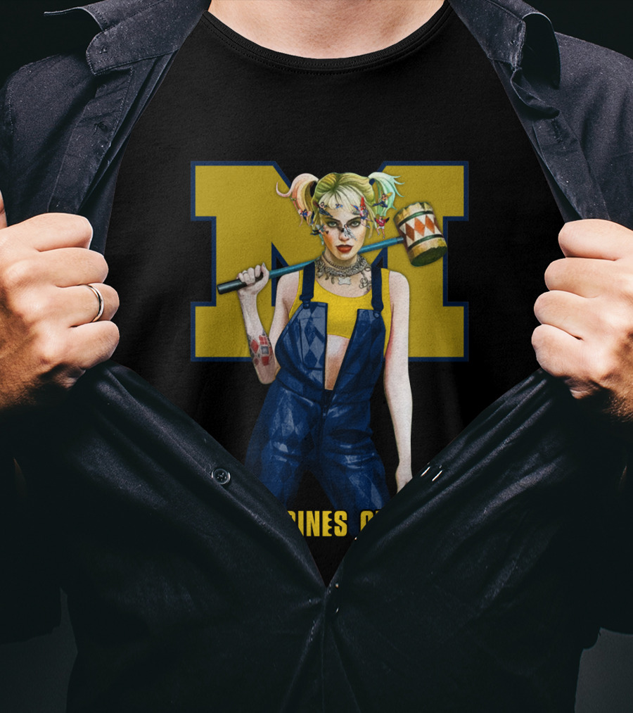 Wolverines Of Prey M Logo Harley Quinn Style T-Shirt