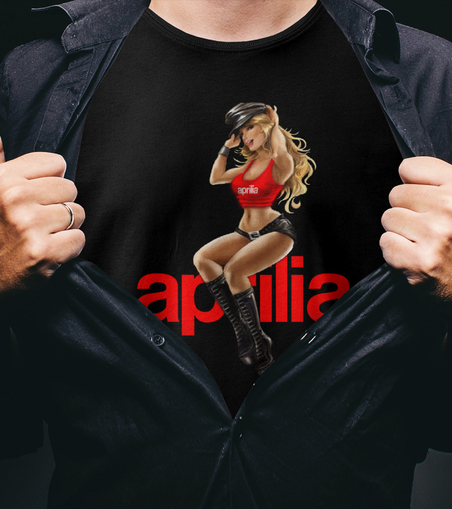 April 20 Aprilia Classic Pin-Up Moto Style Retro Collection T-Shirt