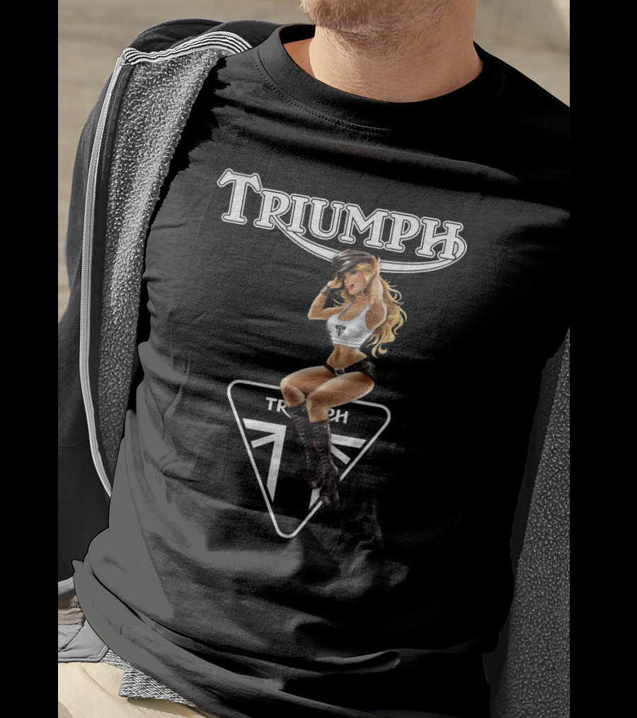 Triumph Dh 20 Logo With Pin-Up Model Motif T-Shirt