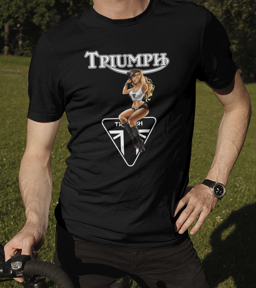 Triumph Dh 20 Logo With Pin-Up Model Motif T-Shirt