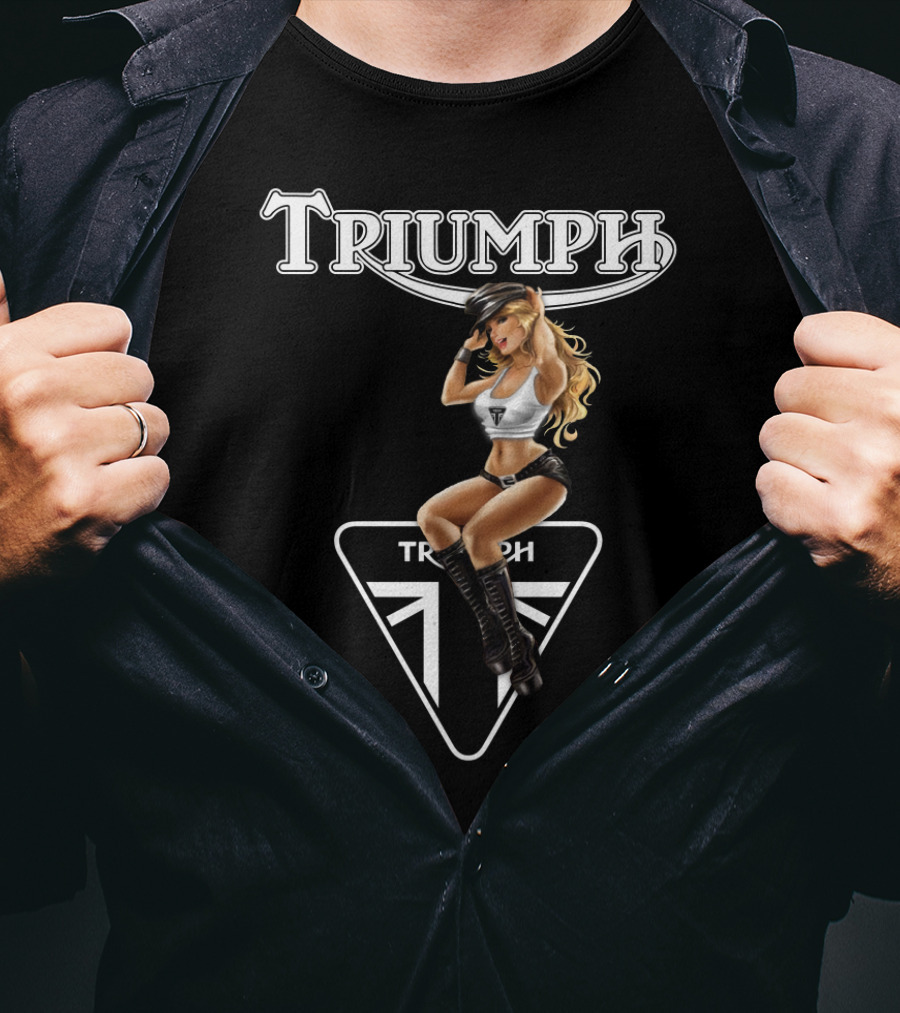 Triumph Dh 20 Logo With Pin-Up Model Motif T-Shirt