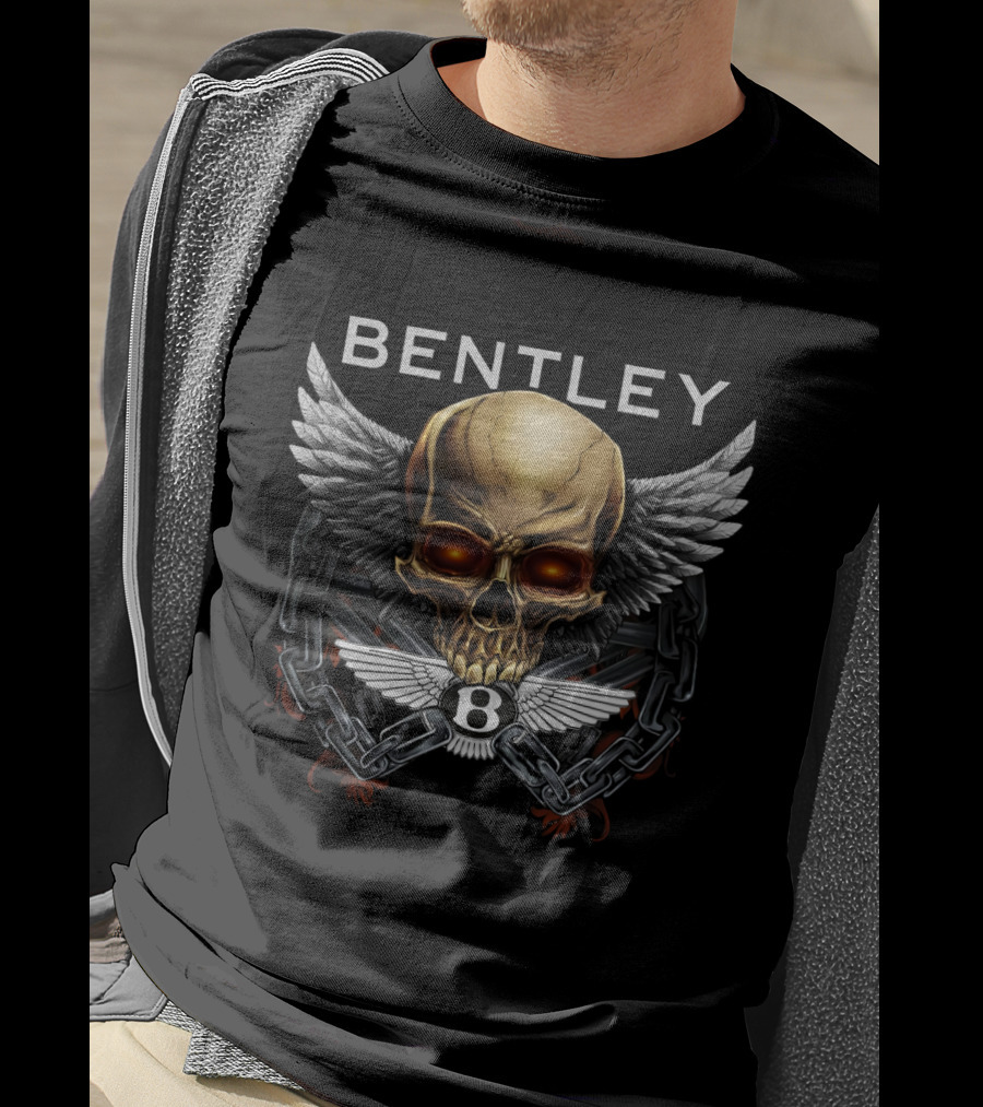 Bentley Skull Wings Chains Emblem Bold Design Dh T-Shirt