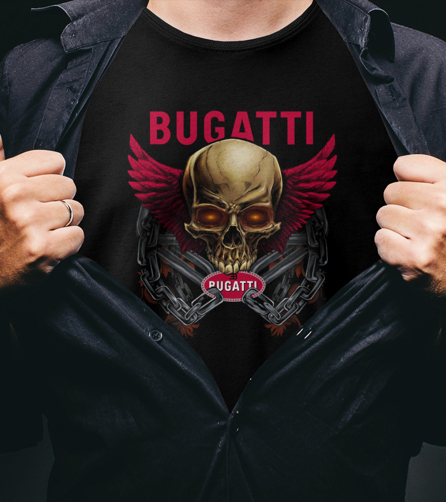 Bugatti Skull With Wings And Chains T-Shirt