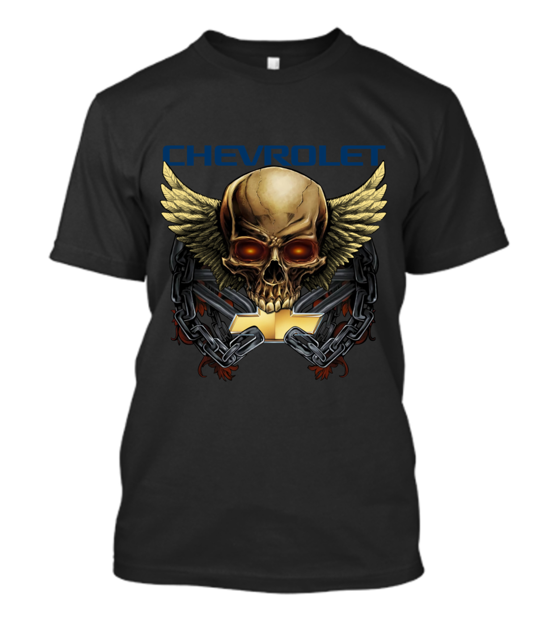 Chevrolet Winged Skull With Chains And Chevrolet T-Shirt