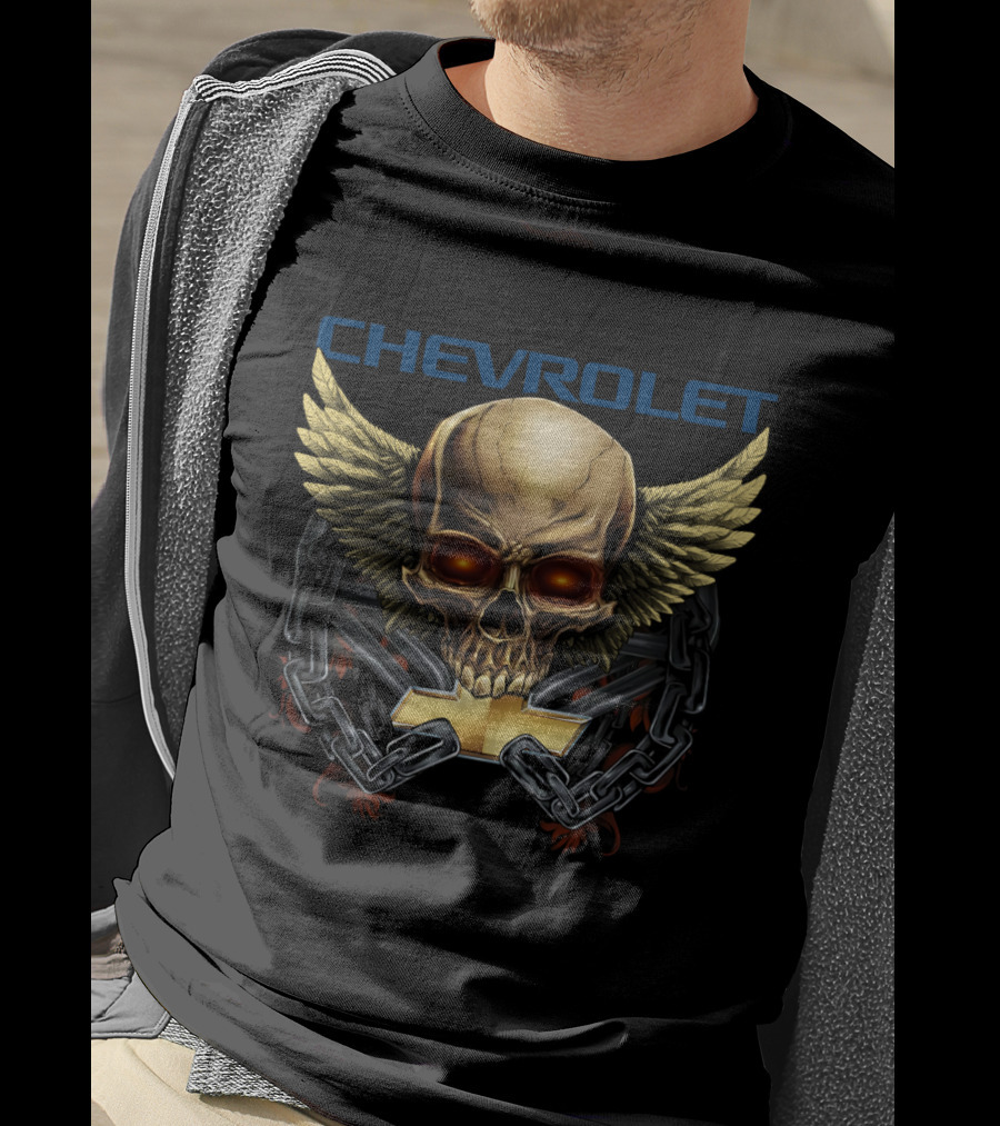 Chevrolet Winged Skull With Chains And Chevrolet T-Shirt